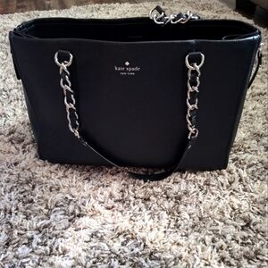 Kate Spade Black Tote with Silver Chain